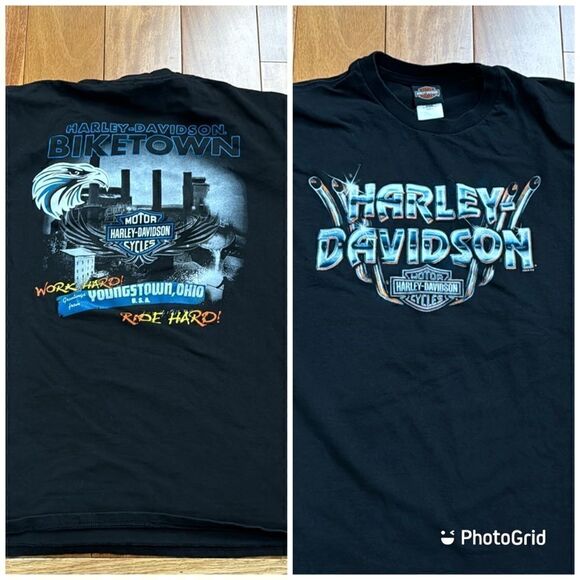 Harley-Davidson Youngstown Men's Black Short Sleeve size L - Picture 1 of 9